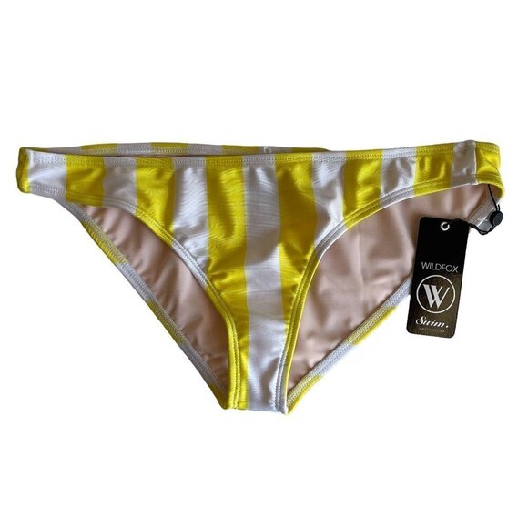 NWT Wildfox Yellow White Stripe Bikini Swim Bottom Size Small - Picture 3 of 8